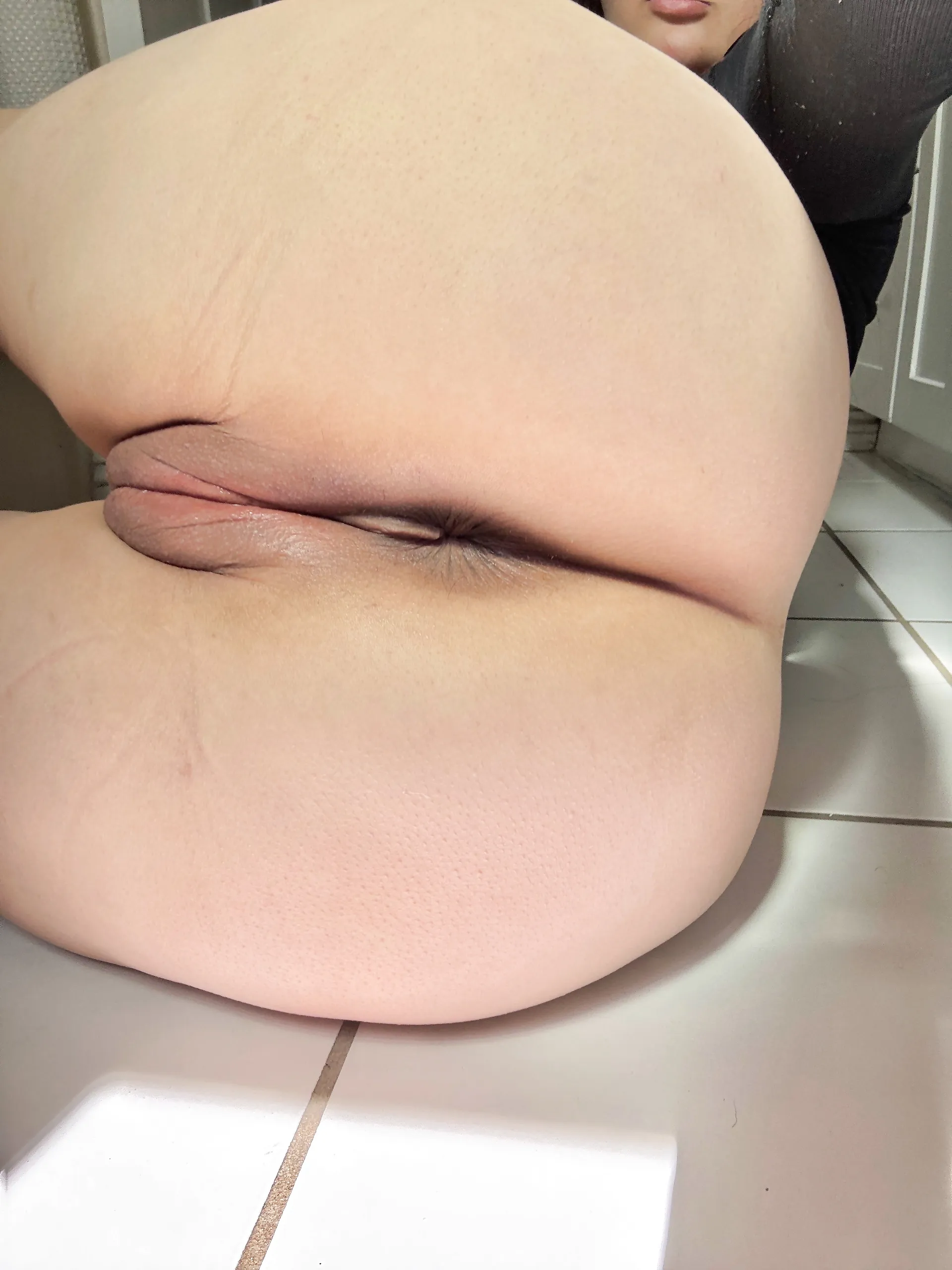 Slightly moist pussy and big ass.